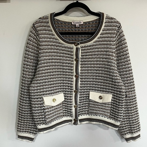 Nanette Lepore Tweed Knit Cardigan Sweater - Picture 2 of 12
